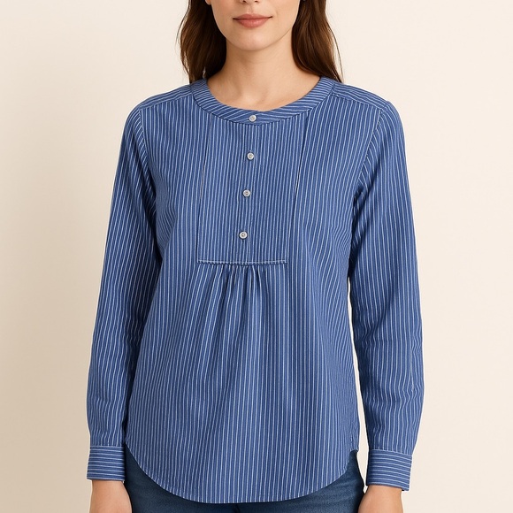 LOFT Tops - LOFT Blue Pinstripe Blouse